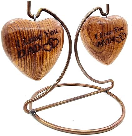 Wooden Dual Heart Keepsake Urn for Ashes