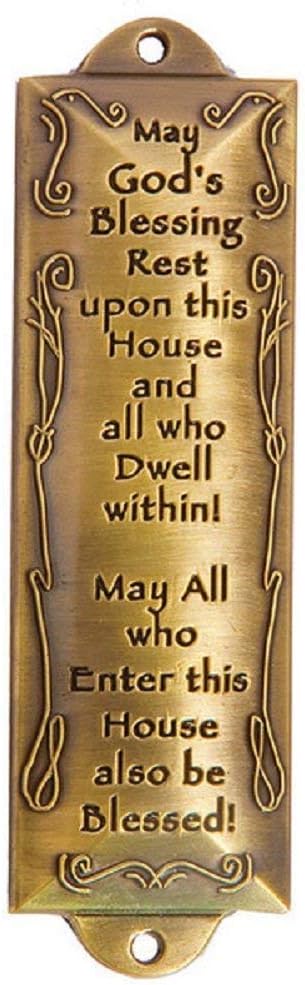 1 X Bless This House Brass Mezuzah with Scroll and Screws