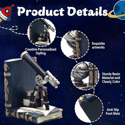 Vintage Armillary Sphere Bookends for Heavy Books