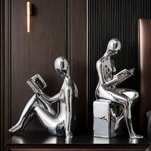 Elegant Ceramic Bookends Set of 2 Silver