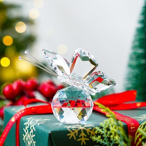 HD Crystal Flying Butterfly Figurine with Crystal Ball Base 1