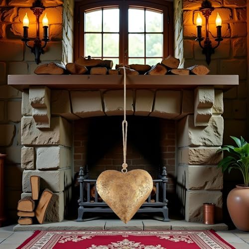 Gold Heart-Shaped Ornament Decorative Bell 1