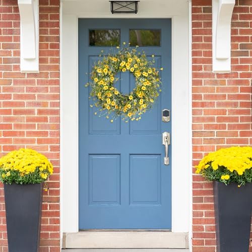 Sggvecsy 24 Inch Yellow Daisy Wreath Decor