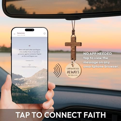 Bible Verse Car Mirror Hanging Cross Ornament - Christian Gift for Men Women