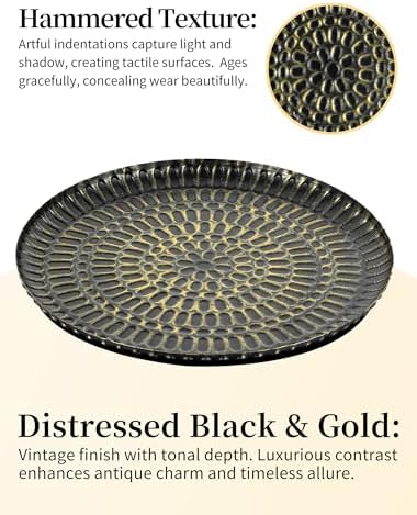 Romadedi Round Candle Tray - 118 Inch Vintage Metal Decor with Distressed Finish