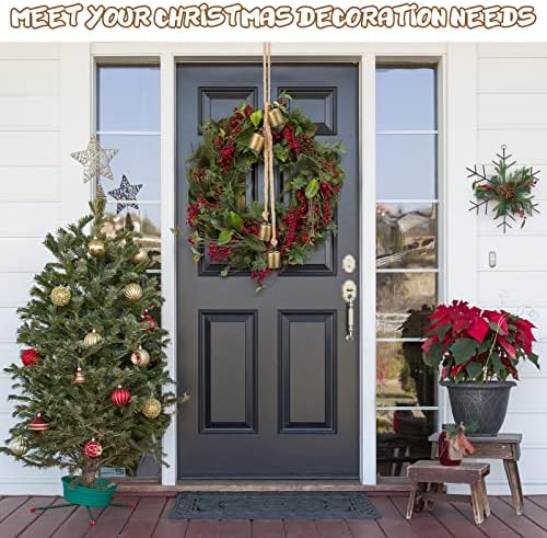 2 Piece Rustic Vintage Gold Brass Bells Christmas Decor Wall Hanging