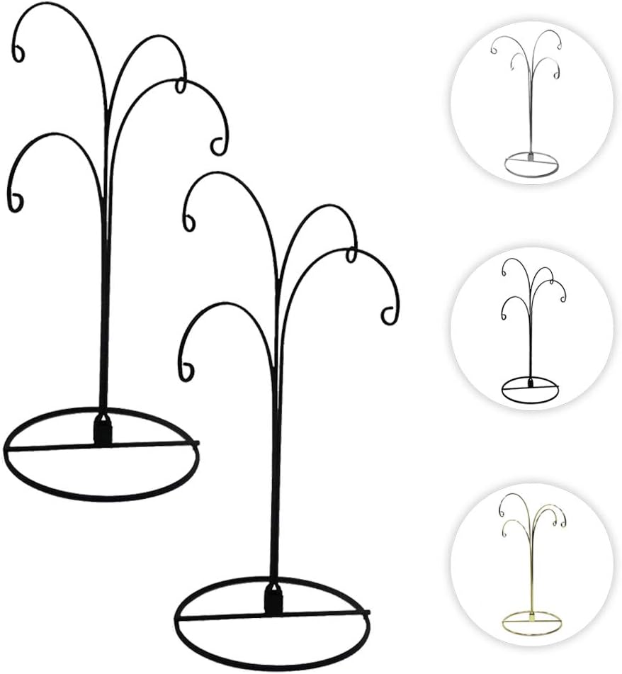 HOHIYA 12 Inch 4 Arm Hanging Hook Stand Black 2 Pcs
