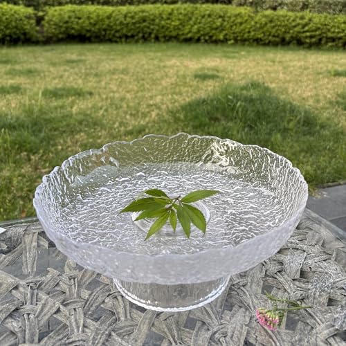 FESTLOVE 10 Inch Clear Glass Fruit Bowl for Home Decor
