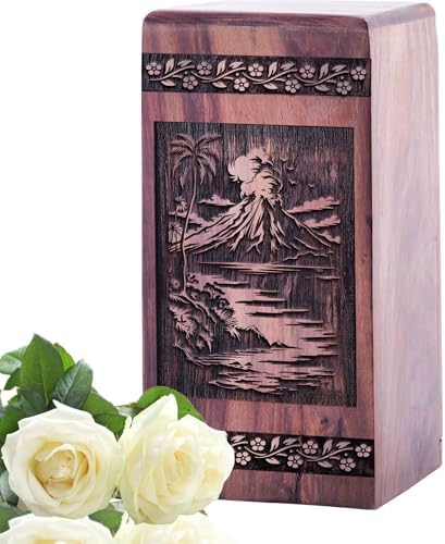 Volcano Eruption Wooden Urn for Adult Ashes