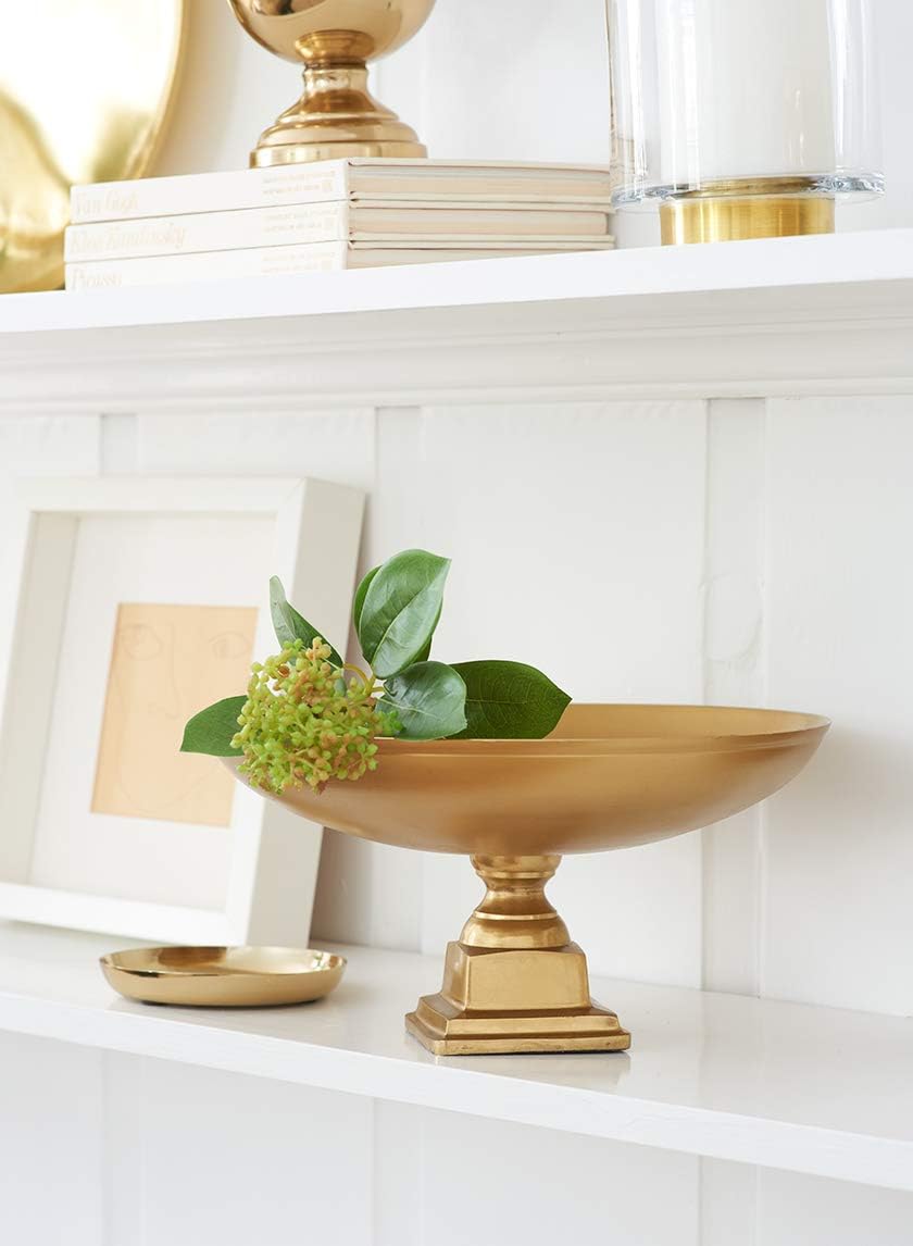 Serene Spaces Living Gold Pedestal Bowl - Table Centerpiece with Rich Gold Color 1075 Diameter 575 Tall