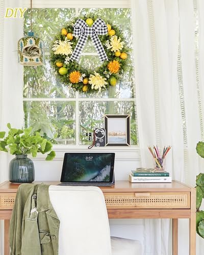 Vlorart 20-Inch Boxwood Wreath Artificial Front Door Decor