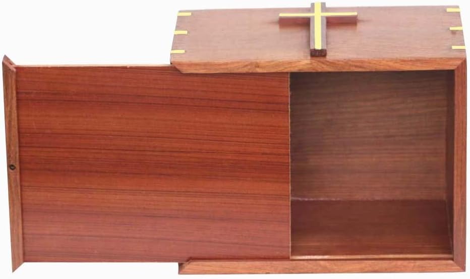 Solid Wood Cremation Urn with Brass Cross
