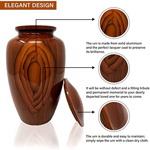 Smartchoice Cremation Urn for Human Ashes - Elegant Chestnut Brown Handcrafted Urn