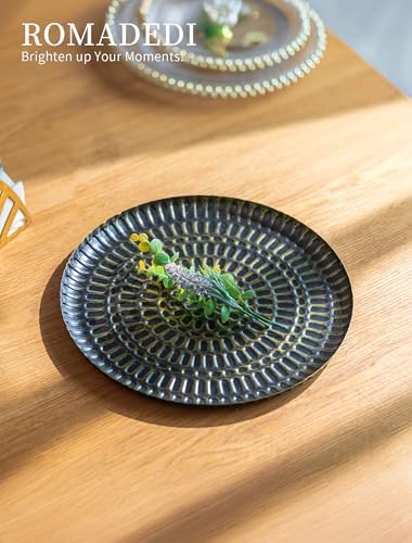 Romadedi Round Candle Tray - 118 Inch Vintage Metal Decor with Distressed Finish