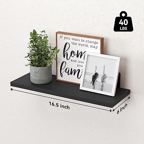 WOPITUES Floating Shelves Set of 6 - Black
