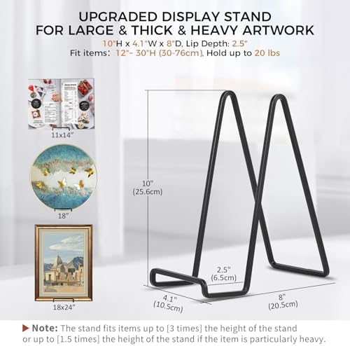 Large Plate Holder Display Stand - 2 Pack Black Easel Stand for Decorative Plates