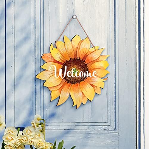 Jetec Sunflower Welcome Door Hanger 12 Inches Wood Sign