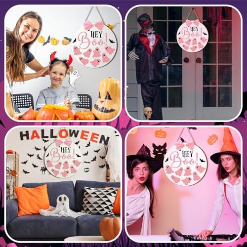 Beeveer Halloween Door Sign with Pink Bows