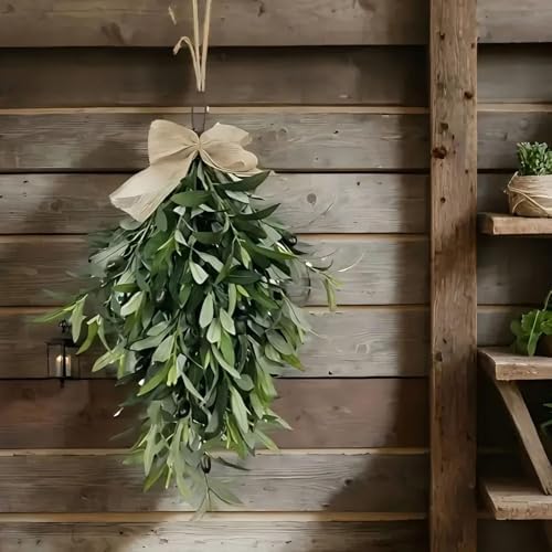 Olive Teardrop Swag Wreath Pendant 236 Inch Front Door Hanger Decor