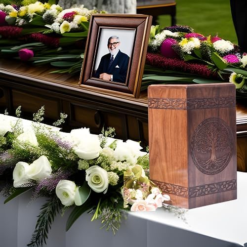 Tamanna Rosewood Urn For Human Ashes - Tree Of Life Wooden Box - Personalized Cremation Urn