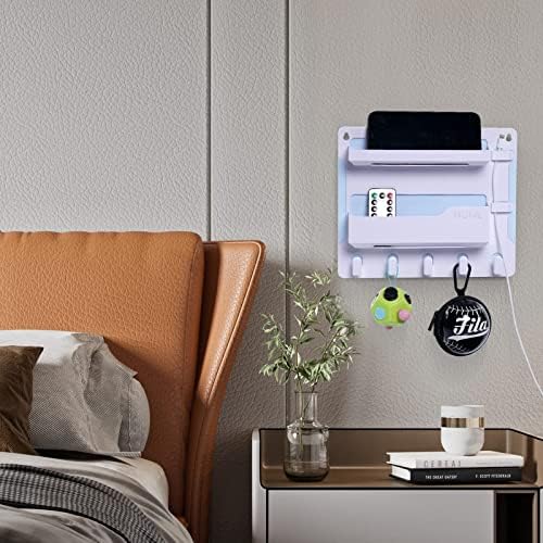 Jumeihui Wall Mount Bedside Shelf Organizer with Hooks and Cable Clips