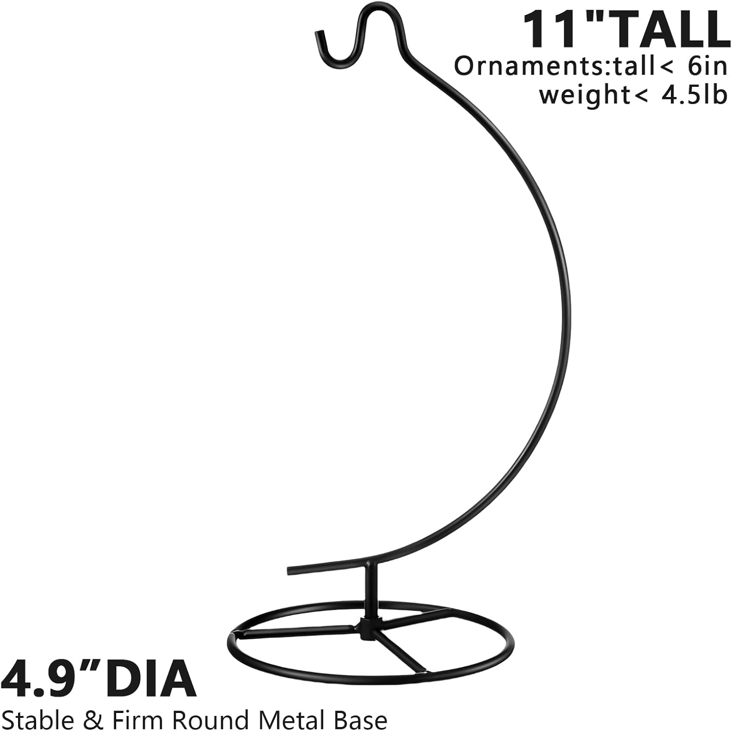 11 Inch Black Glass Ball Hanger for Air Plants and Terrariums