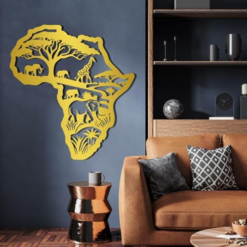 African Map Metal Wall Art 17x19 Inch