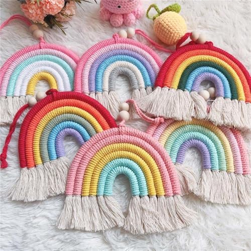 6 Colorful Car Hangers Handwoven Decorative Pendants
