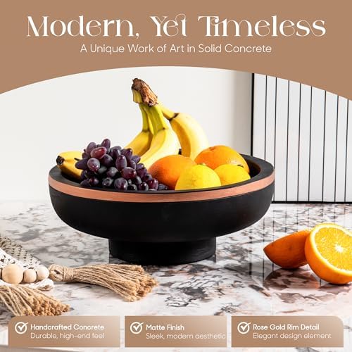 Concrete Decorative Bowl with Rose Gold Rim 1
