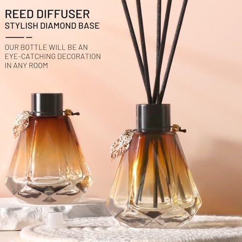 6PCS Diamond Reed Diffuser Set with Gold Leaf Decor