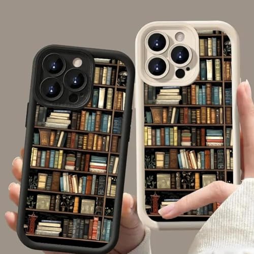 Cartoon Bookshelf TPU Phone Case for iPhone 16 15 14 13 Pro Max