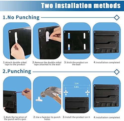 Bedside Wall Mount Shelf Organizer for Phone Remote Glasses Black