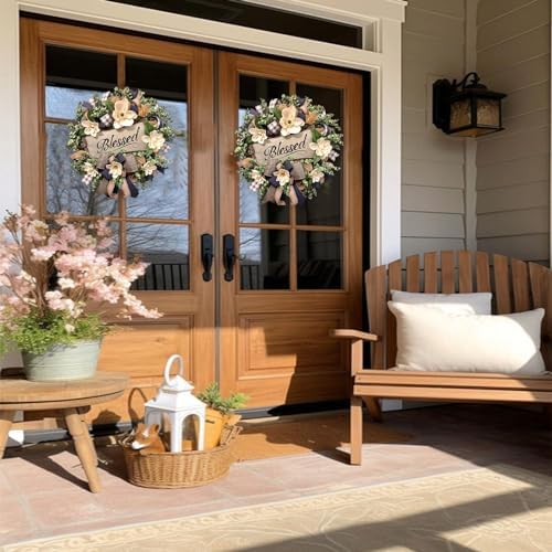 White Magnolia Wreath for Front Door Farmhouse Decor