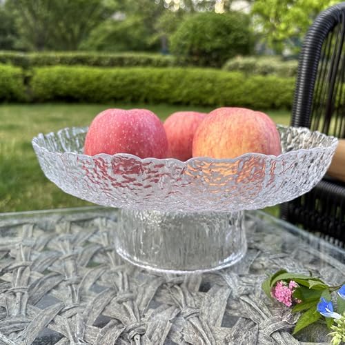 FESTLOVE 10 Inch Clear Glass Fruit Bowl for Home Decor