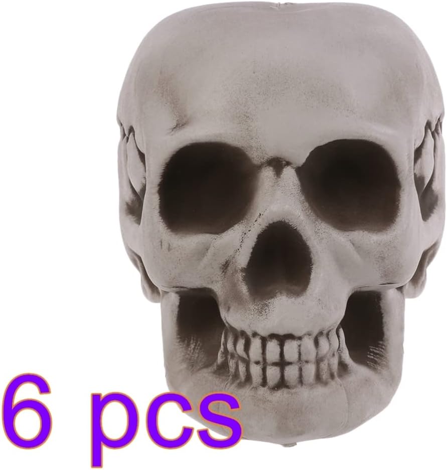 Amosfun 6PCS Halloween Skeletons Skull Head Bone Model Props