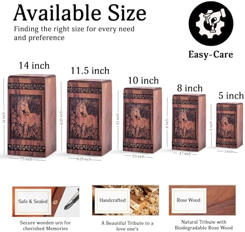KARYLIZ Horse Miniature Wooden Urn for Ashes - 8 Inch