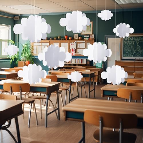 8 Pcs 3D Cloud Ceiling Hanging Decorations for Birthday Wedding Baby Shower Classroom