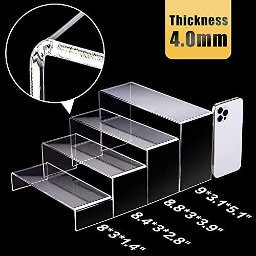 2 Sets 8 Pc Acrylic Risers Display Stand for Retail Desktop Shoe Showcase Jewelry Funko Pop Figures