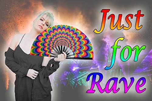 OMyTea Bamboo Large Rave Folding Hand Fan for Men Women