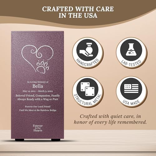 Amaranthine Urn Decorative Pet Ashes Container - Customizable Metal Urn with Heart Paw Design