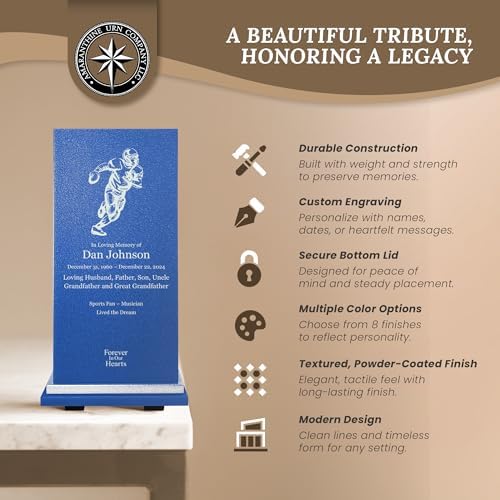 Customizable Football Cremation Urn with Engraving and Base