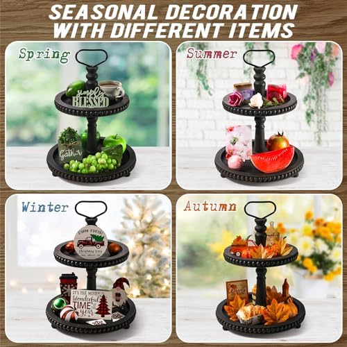 Handmade Two Tiered Decorative Tray Stand