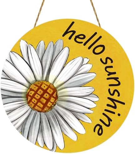 Summer Decor Daisy Front Door Wreath Hello Sunshine Wooden Sign Hanger