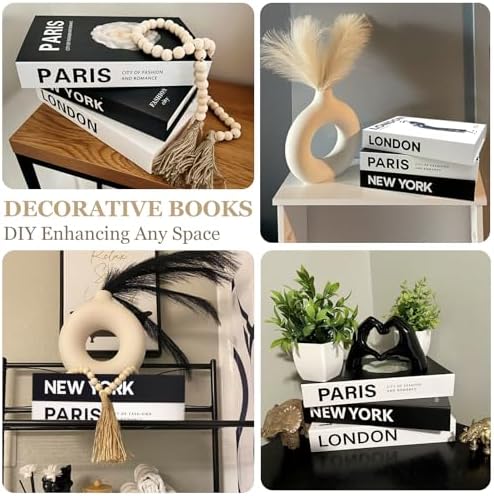 Gocelufe Decorative Book Set with Wood Bead Tassels