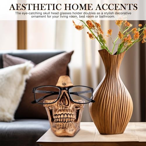 Skull Glasses Holder with Storage Tray Novelty Design for Home Office