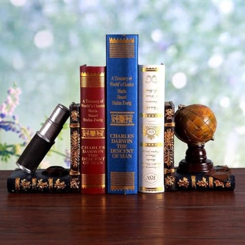 Globe Telescope Resin Bookends for Heavy Books 1