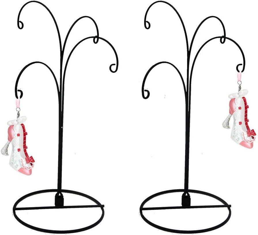 HOHIYA 12 Inch 4 Arm Hanging Hook Stand Black 2 Pcs