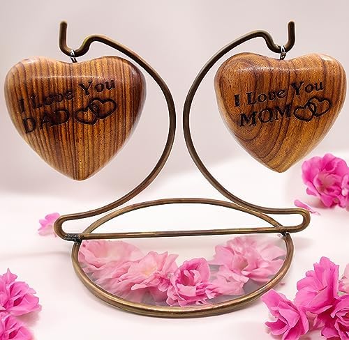 Wooden Dual Heart Keepsake Urn for Ashes