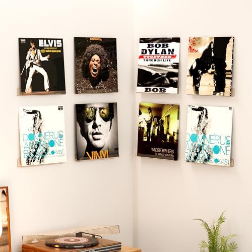 Upsimples 8 Pack Vinyl Record Wall Shelves Clear Acrylic Floating Display for Album Storage