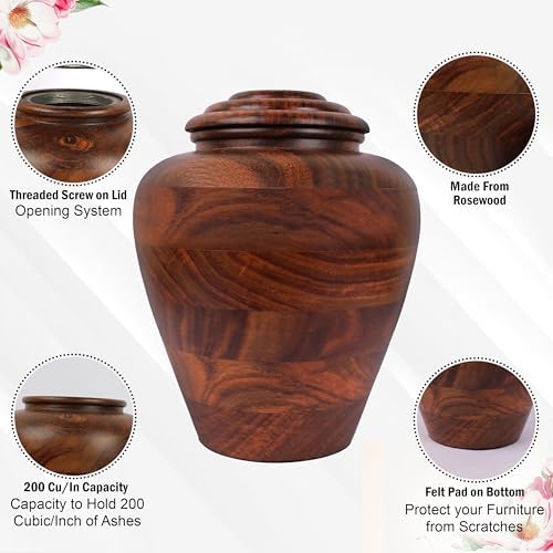 Handcrafted Rosewood Cremation Urn 200 Cubic Inches